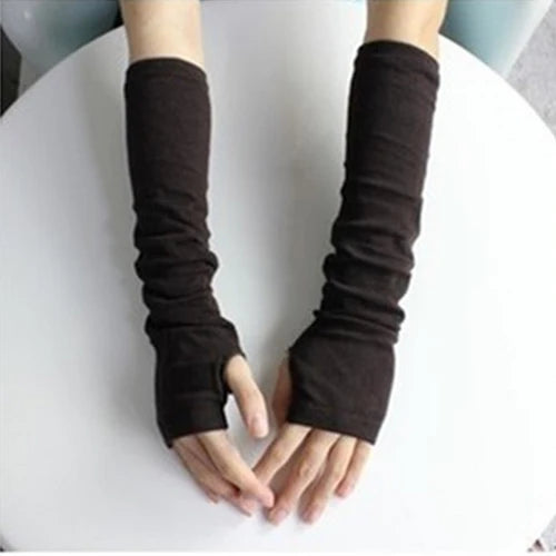 Knitted Fingerless Gloves Long