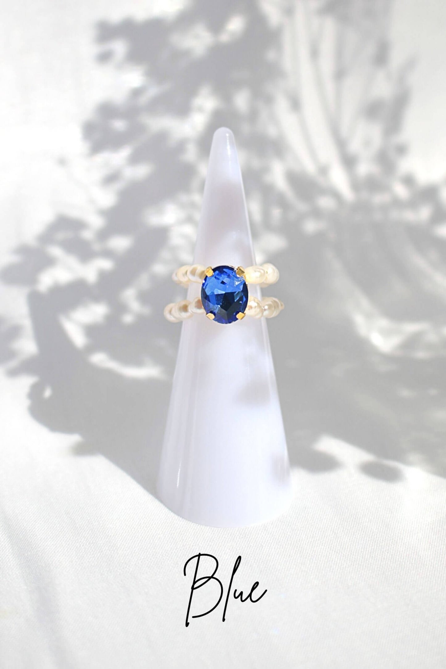 3 Shades Blue CZ Freshwater Pearl Rings