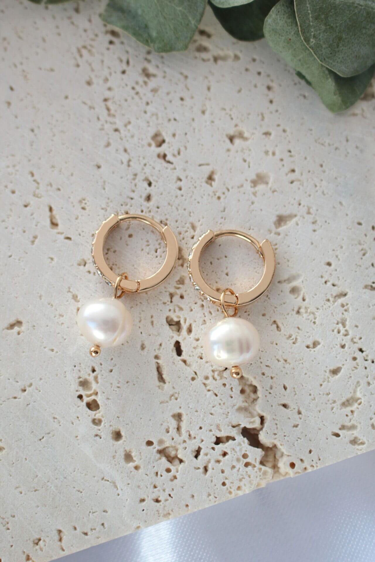 24 Karats Baroque Freshwater Pearl Hoops